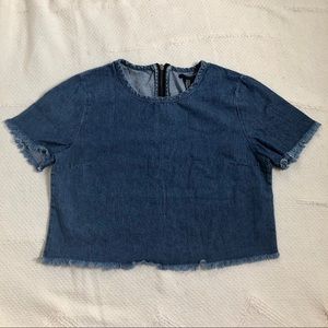 F21 - Frayed Denim Crop Top